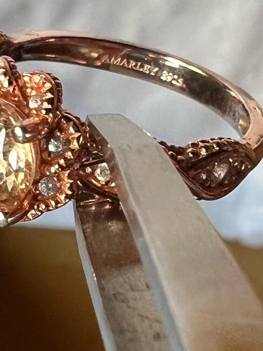 925 Marley Rose Gold Ring with Champagne Stone